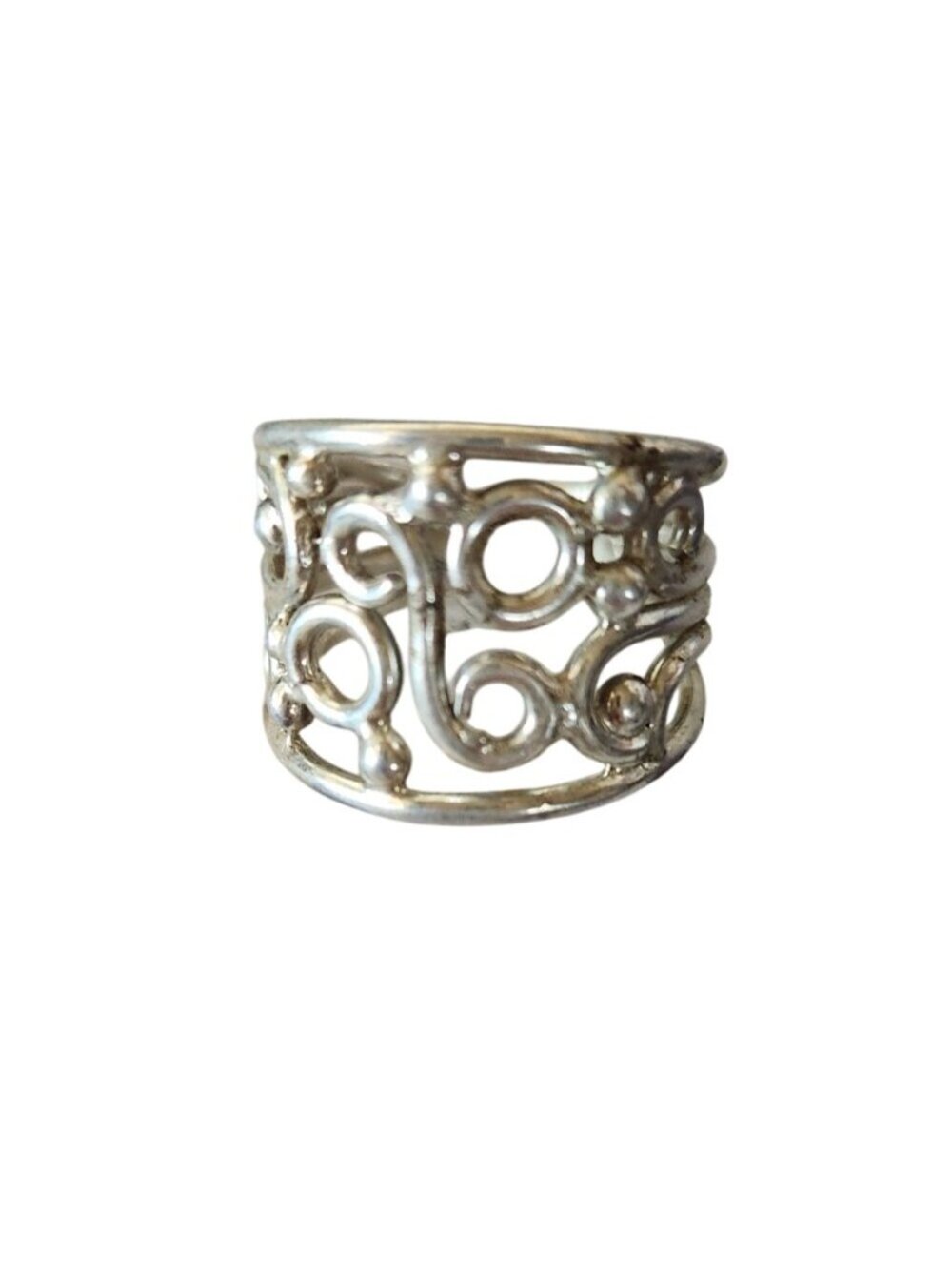 Ring Band Open Silver 20 mm wide Size 8 1/2 7.8 gr no Stone Jerry Fran Harr - Picture 12 of 12